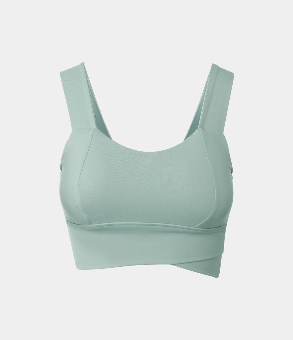 Low Support Solid Longline Yoga Sports Bra  | Womens  Sports Bras Clothing Celadon/Twilight Blue/Black/Pewter Grey/Lotus Pink