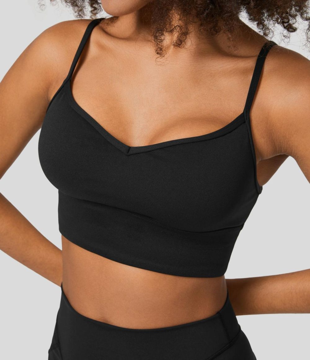 Low Support Sweetheart Neck Backless Yoga Sports Bra  | Womens  Sports Bras Clothing Silver Lake Blue/Black/White Alyssum