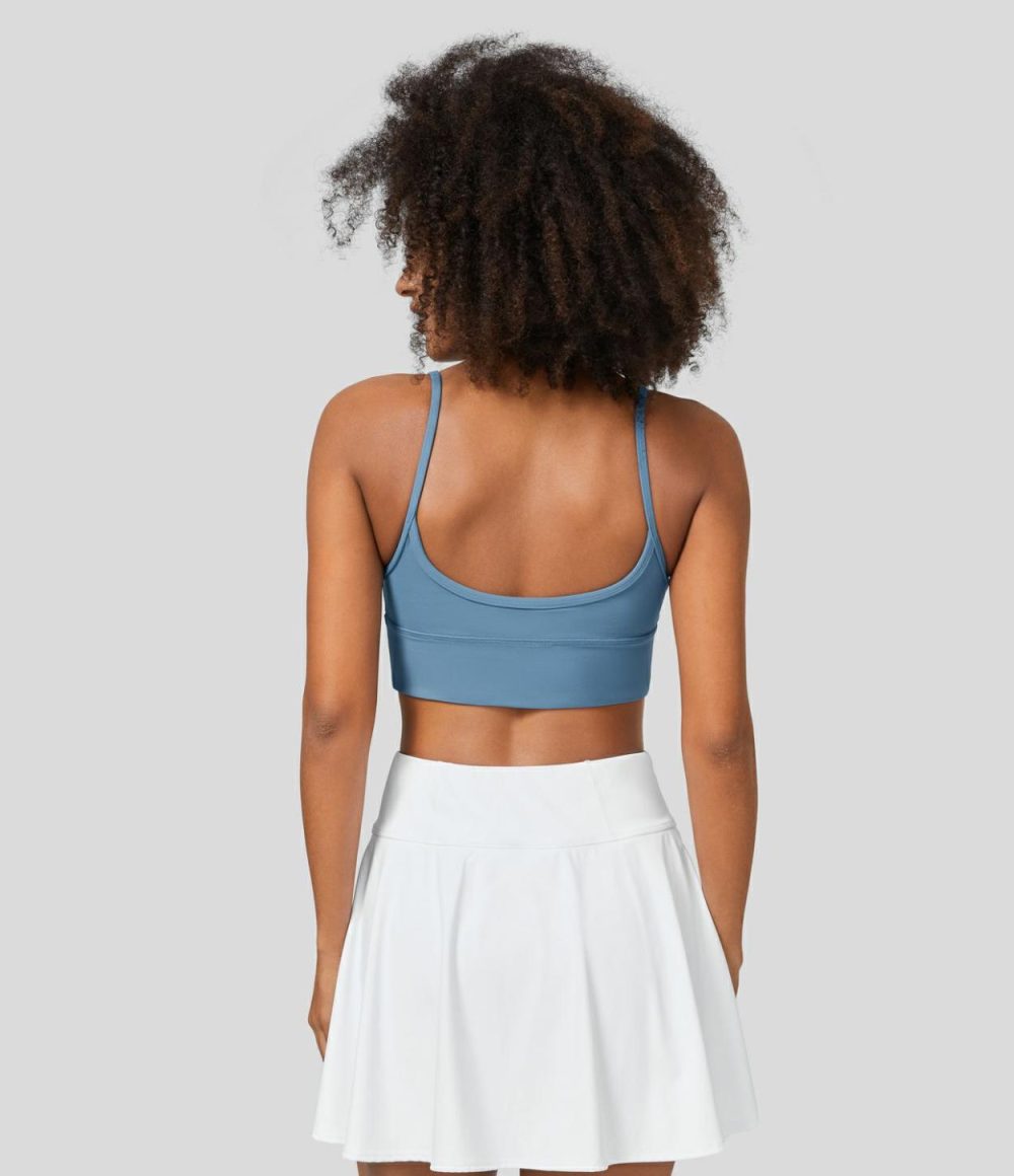 Low Support Sweetheart Neck Backless Yoga Sports Bra  | Womens  Sports Bras Clothing Silver Lake Blue/Black/White Alyssum