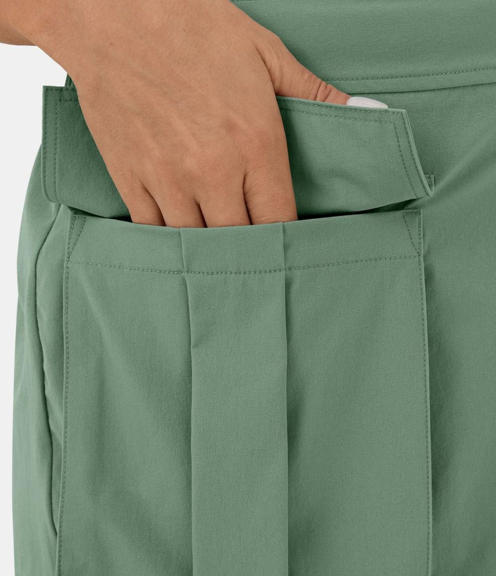 Mid Rise Belted Flap Pocket Casual Cargo Shorts 2”  | Womens  Cargo Pants Cargo Pants Black/Green Bay