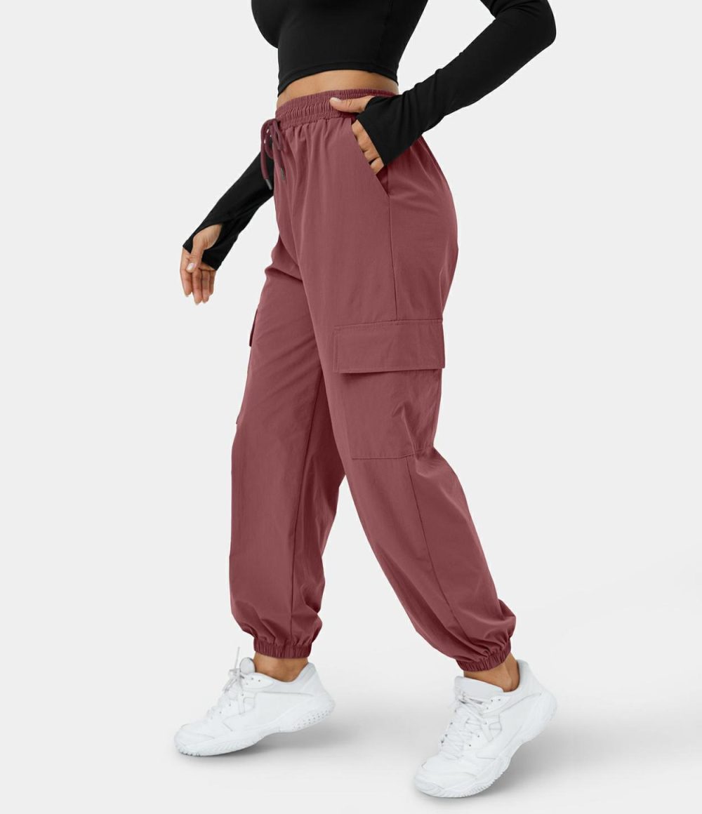 Mid Rise Drawstring Side Pocket Casual Cargo Joggers  | Womens  Cargo Pants Cargo Pants Cargo Pants