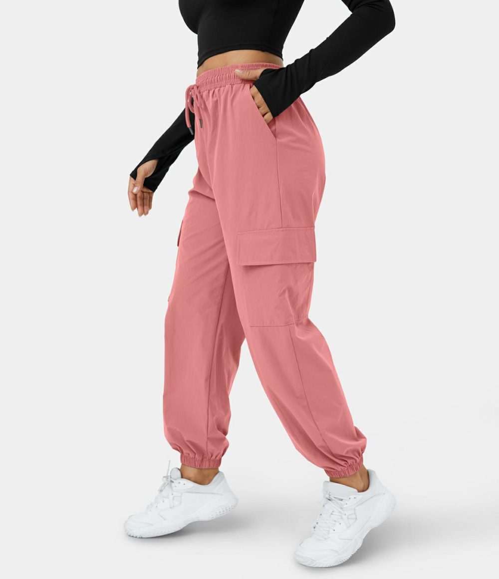 Mid Rise Drawstring Side Pocket Casual Cargo Joggers  | Womens  Cargo Pants Cargo Pants Cargo Pants