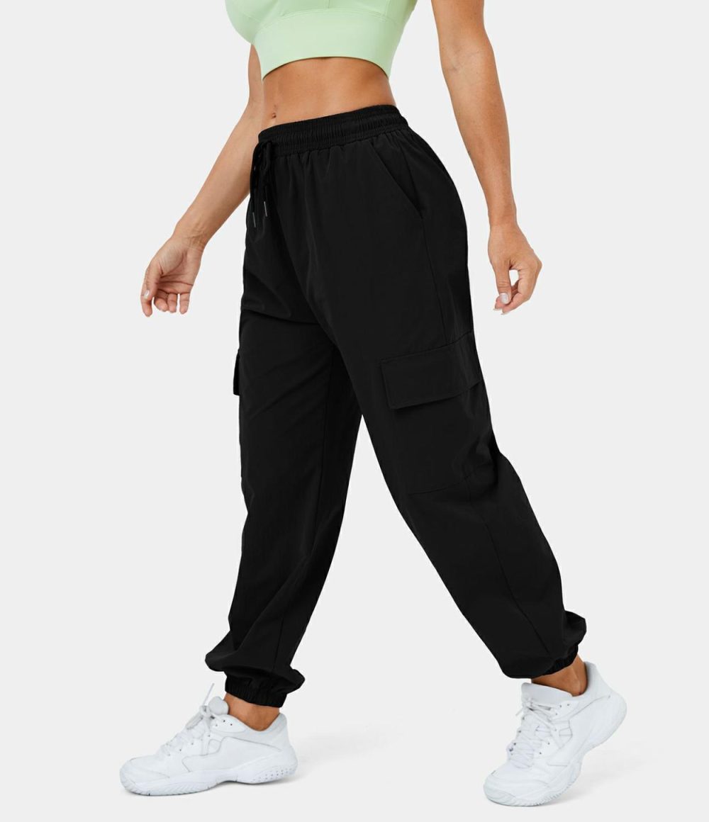 Mid Rise Drawstring Side Pocket Casual Cargo Joggers  | Womens  Cargo Pants Cargo Pants Cargo Pants