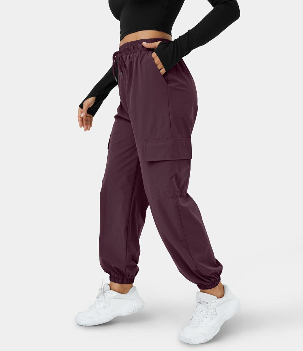 Mid Rise Drawstring Side Pocket Casual Cargo Joggers  | Womens  Cargo Pants Cargo Pants Cargo Pants