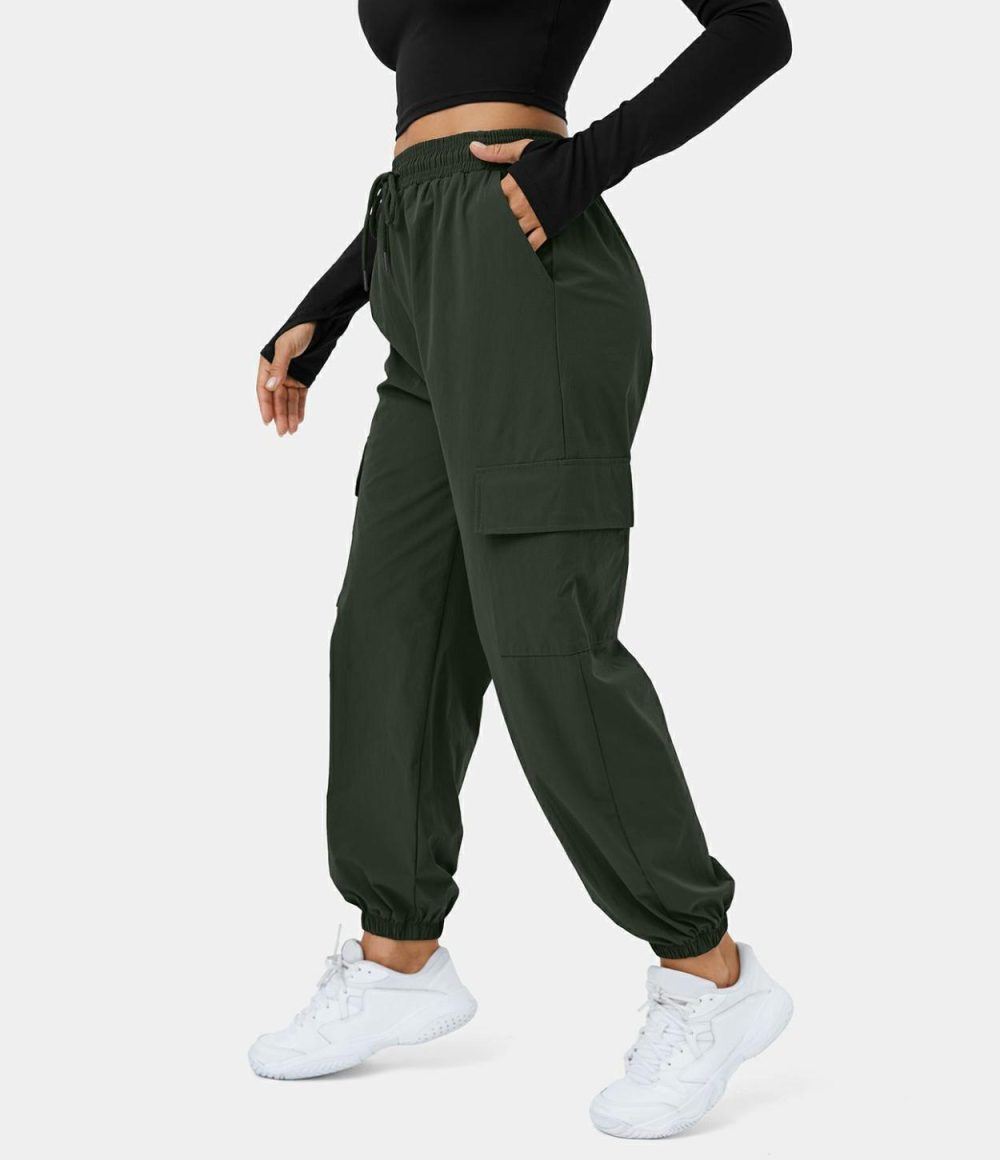 Mid Rise Drawstring Side Pocket Casual Cargo Joggers  | Womens  Cargo Pants Cargo Pants Cargo Pants