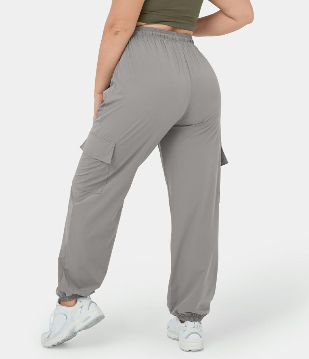 Mid Rise Drawstring Side Pocket Casual Plus Size Cargo Joggers  | Womens  Cargo Pants Cargo Pants Cargo Pants