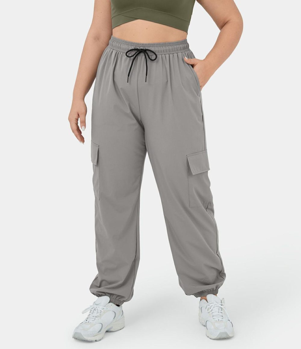 Mid Rise Drawstring Side Pocket Casual Plus Size Cargo Joggers  | Womens  Cargo Pants Cargo Pants Cargo Pants