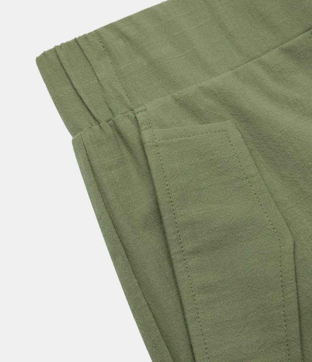 Mid Rise Elastic Waistband Multiple Pockets Casual Cargo Linen-Feel Joggers  | Womens  Cargo Pants Cargo Pants Cargo Pants