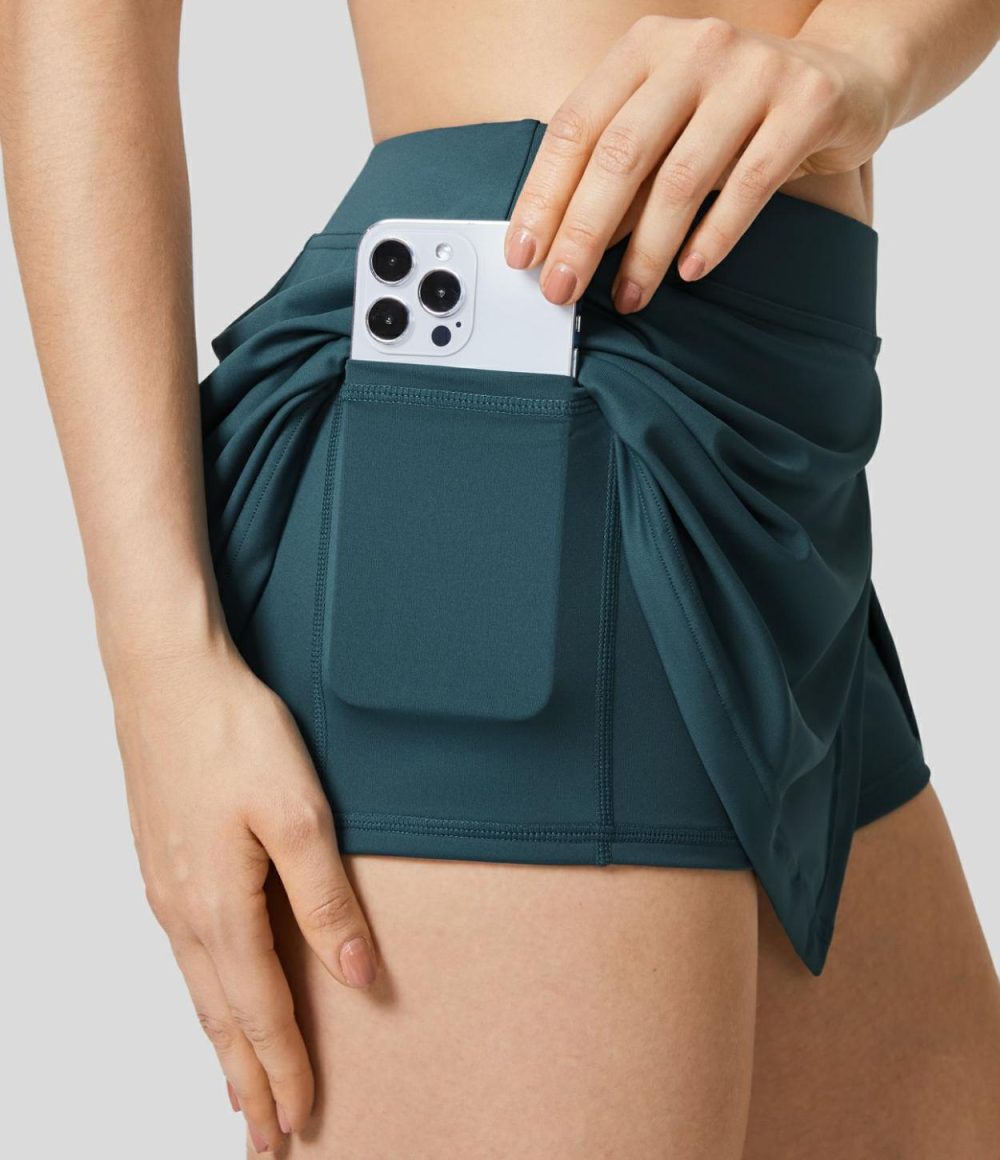 Mid Rise Split 2-in-1 Side Pocket Quick Dry Micro Mini Tennis Skirt  | Womens  2-in-1 Skorts 2-in-1 Skorts 2-in-1 Skorts