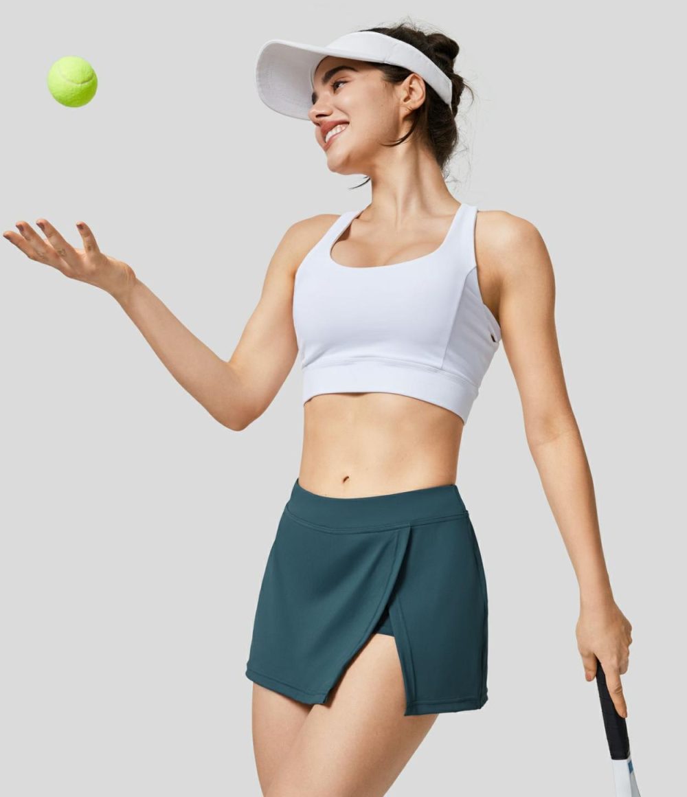 Mid Rise Split 2-in-1 Side Pocket Quick Dry Micro Mini Tennis Skirt  | Womens  2-in-1 Skorts 2-in-1 Skorts 2-in-1 Skorts