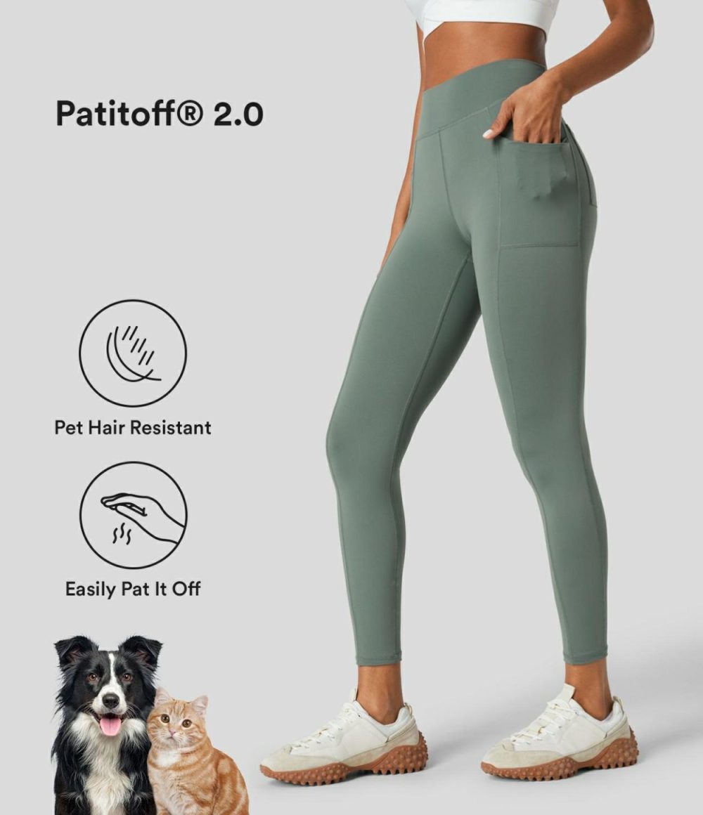 Patitoff® 2.0 Pet Hair Resistant High Waisted Multiple Pockets Casual 7/8 Leggings  | Womens  Pocket Leggings Clothing Pocket Leggings