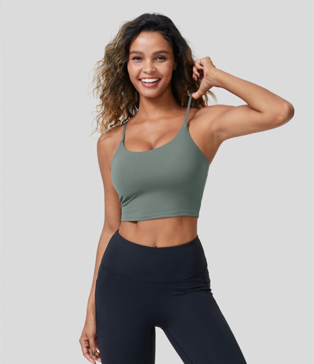 Patitoff® 2.0 Pet Hair Resistant Padded Cropped Yoga Cami  | Womens  Cropped Tops Clothing Black/Light Gray Plum Purple/Wild Ginger/Mountain Blue/Washington Gray Green