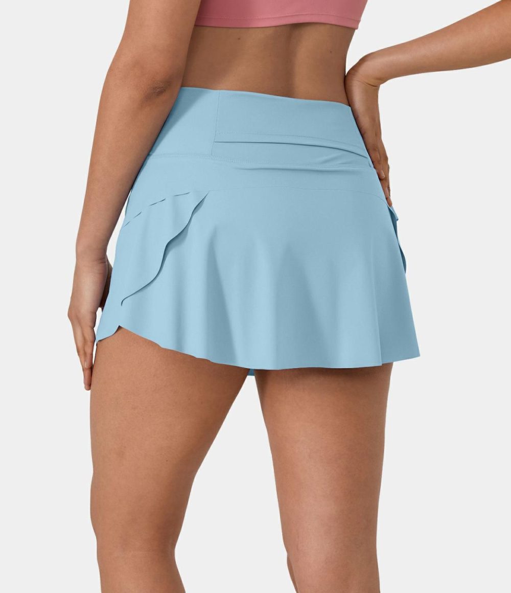 Plain 2-in-1 Back Waistband Pocket Dance Skirt  | Womens  Mini Skirts Clothing Azure Blue Sky/White/Black/Hidden Blue Gray/Scarlet Smile/Night Condensed Blue/Radiant Green