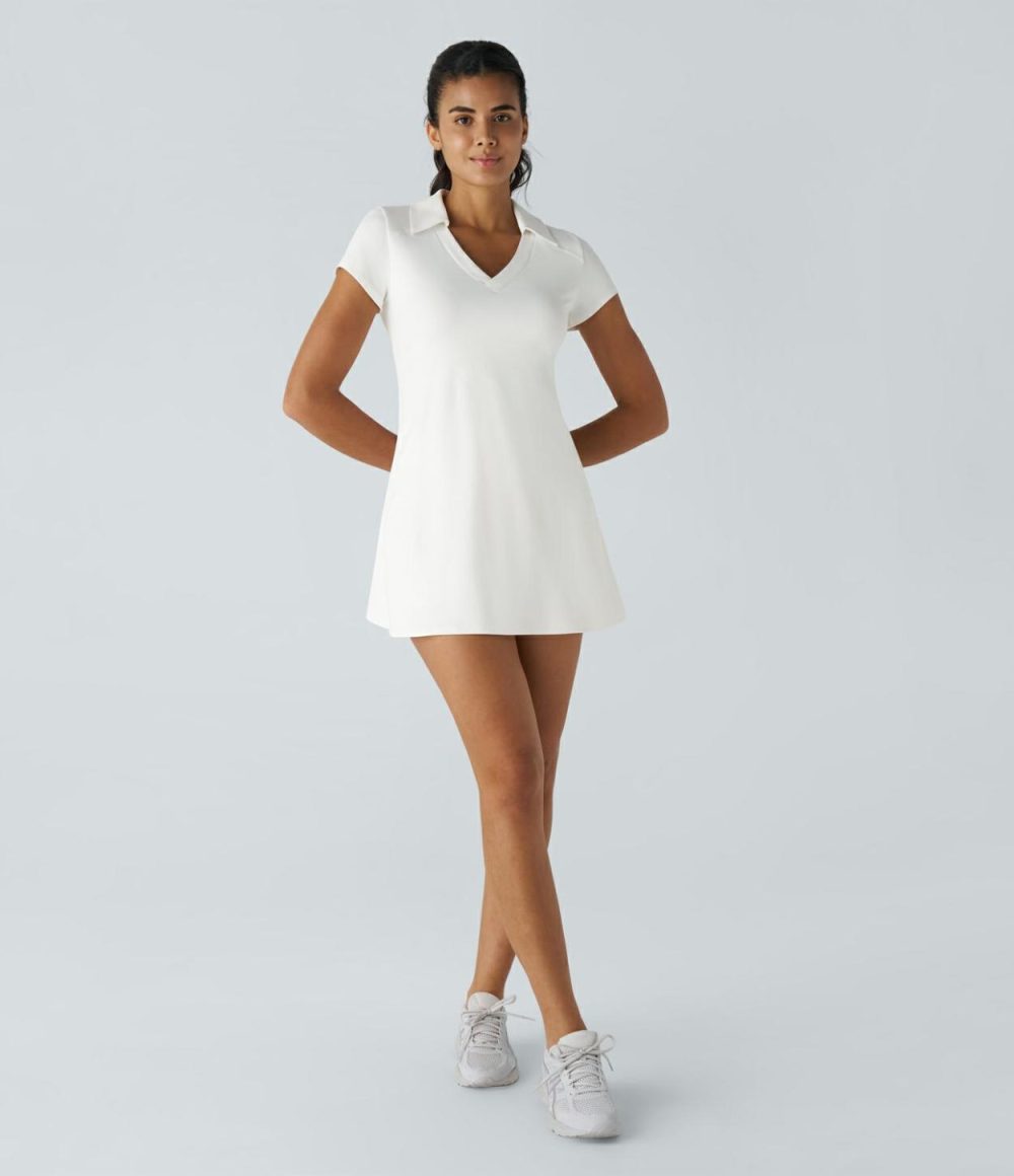 Polo Neck 2-Piece Set Side Pocket Mini Quick Dry Golf Active Dress  | Womens  Active Dresses Active Dresses Active Dresses