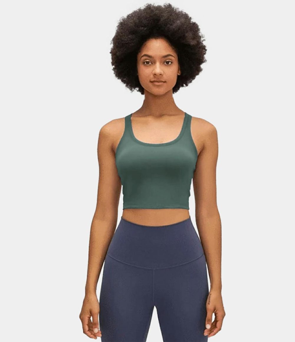 Racerback Workout Cropped Tank Top  | Womens  Cropped Tops Clothing Ballerina Pink/Twilight Blue/Glacier Blue/Hunter Green