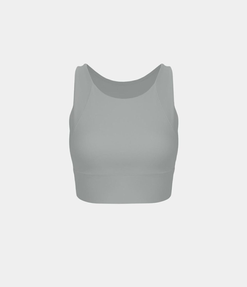 Round Neck Backless Racerback Cropped Yoga Tank Top  | Womens  Cropped Tops Clothing Cropped Tops