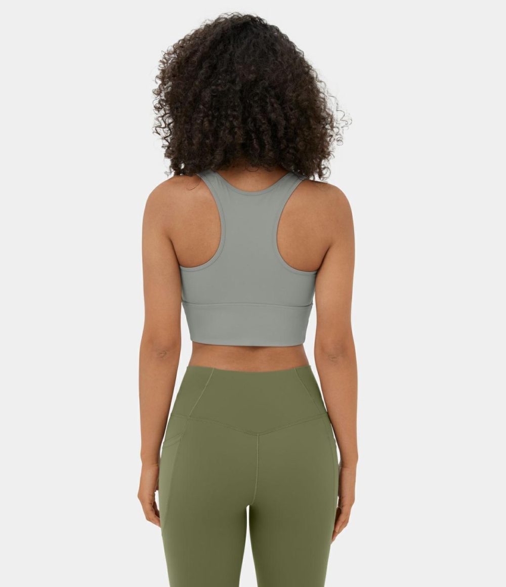 Round Neck Backless Racerback Cropped Yoga Tank Top  | Womens  Cropped Tops Clothing Cropped Tops