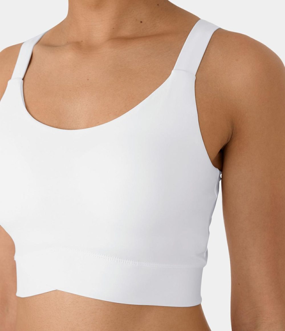 Round Neck Crossover Hem Cropped Yoga Tank Top  | Womens  Cropped Tops Clothing Cropped Tops