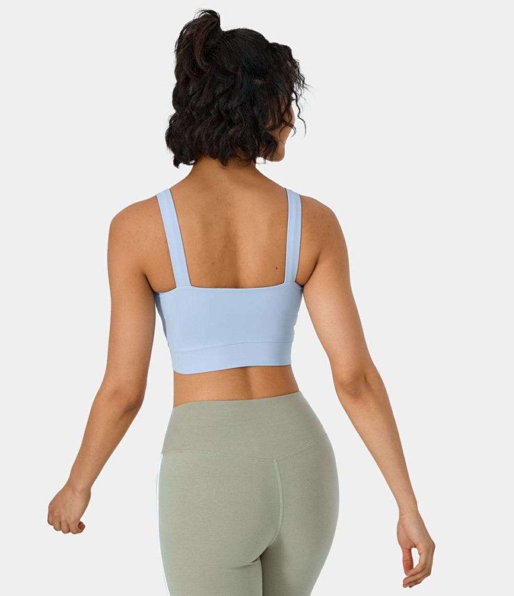 Round Neck Crossover Hem Cropped Yoga Tank Top  | Womens  Cropped Tops Clothing Cropped Tops