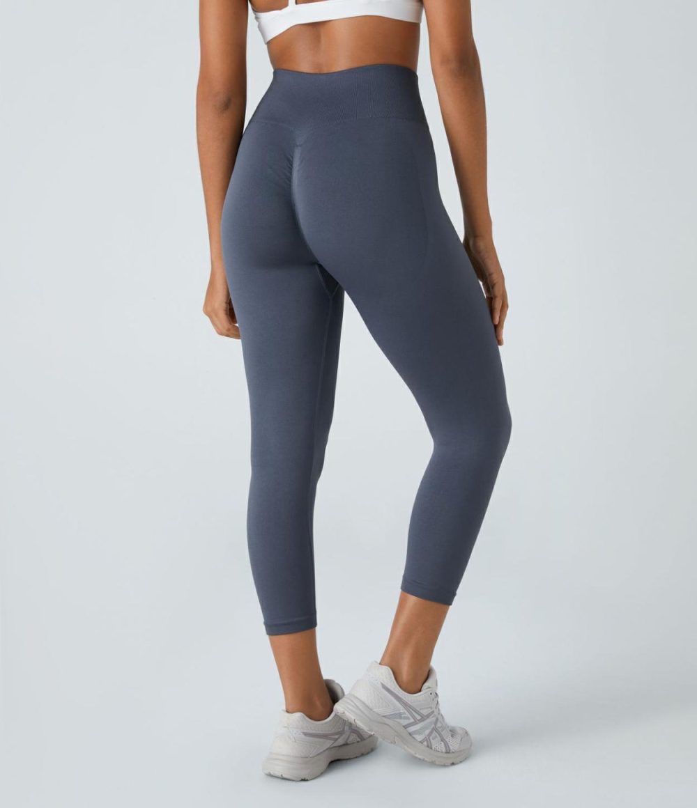 Seamless Flow High Waisted Butt Lifting Capri Yoga Leggings  | Womens  Butt Lifting Leggings Butt Lifting Leggings Butt Lifting Leggings