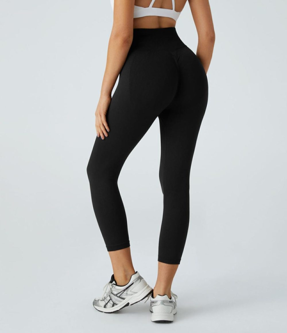 Seamless Flow High Waisted Butt Lifting Capri Yoga Leggings  | Womens  Butt Lifting Leggings Butt Lifting Leggings Butt Lifting Leggings