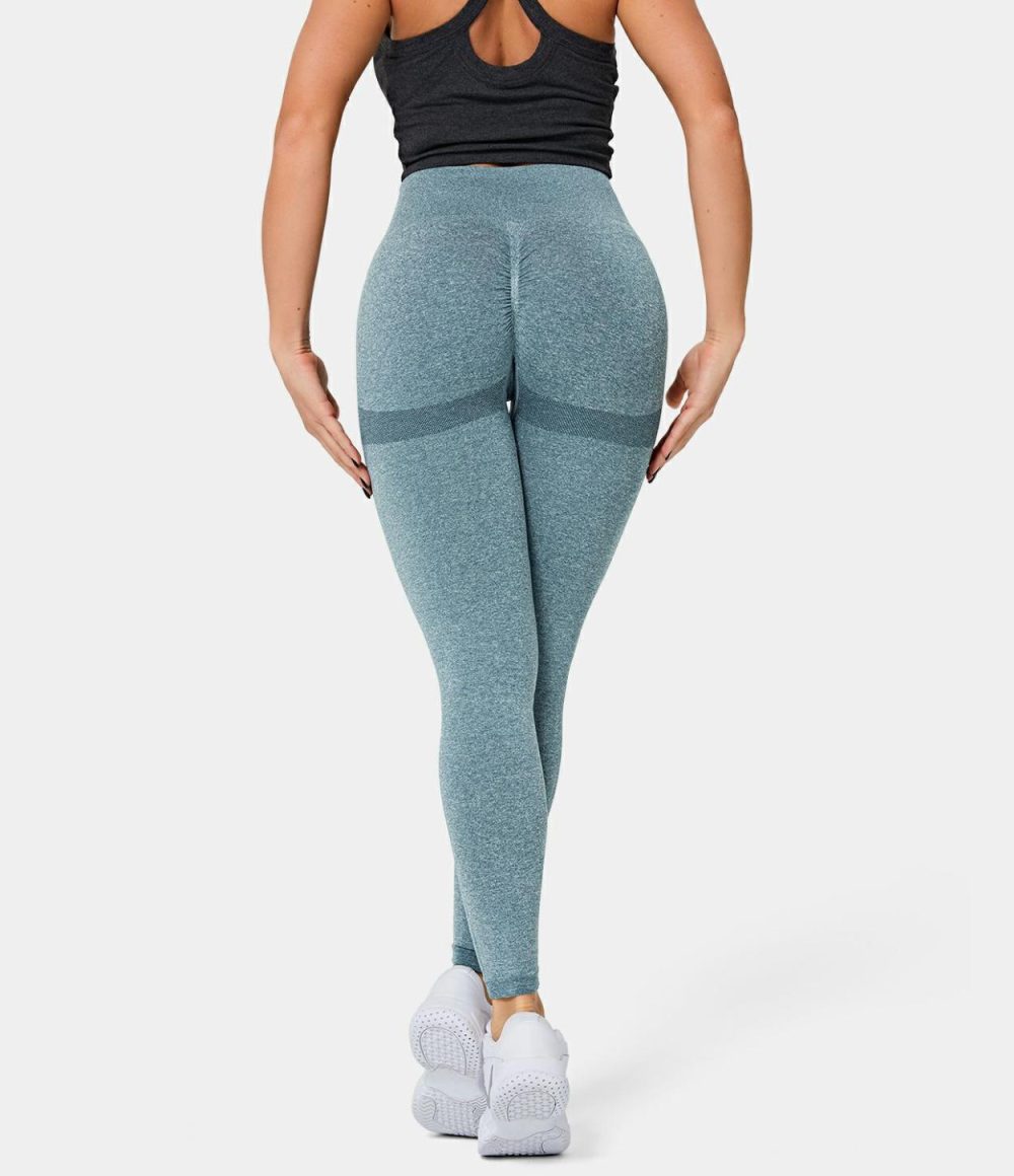 Seamless Flow High Waisted Butt Lifting Leggings  | Womens  Butt Lifting Leggings Butt Lifting Leggings Blue Topaz/Aspen Gold/Black/Ash Grey/Hydro/Bridal Rose/Lilac Ash/Eiffel Tower/Peacoat/Winter Moss