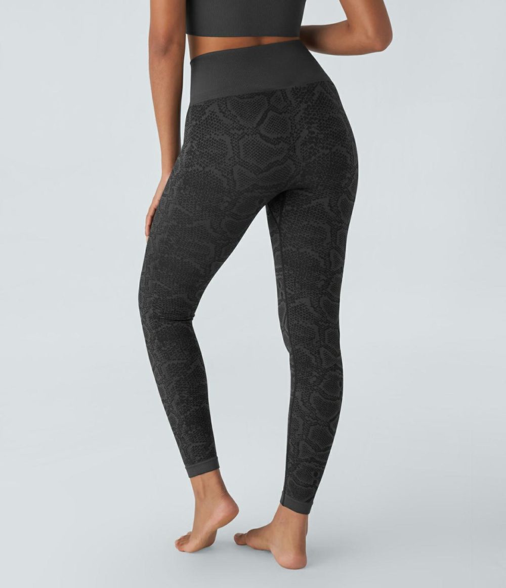 Seamless Flow High Waisted Butt Lifting Snakeskin Print Yoga 7/8 Leggings  | Womens  Butt Lifting Leggings Butt Lifting Leggings Butt Lifting Leggings