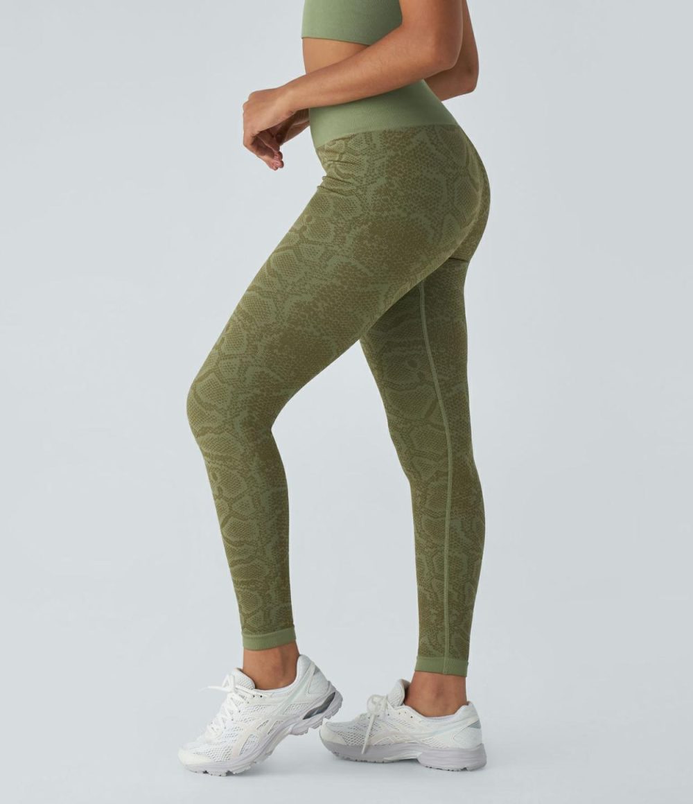 Seamless Flow High Waisted Butt Lifting Snakeskin Print Yoga 7/8 Leggings  | Womens  Butt Lifting Leggings Butt Lifting Leggings Butt Lifting Leggings