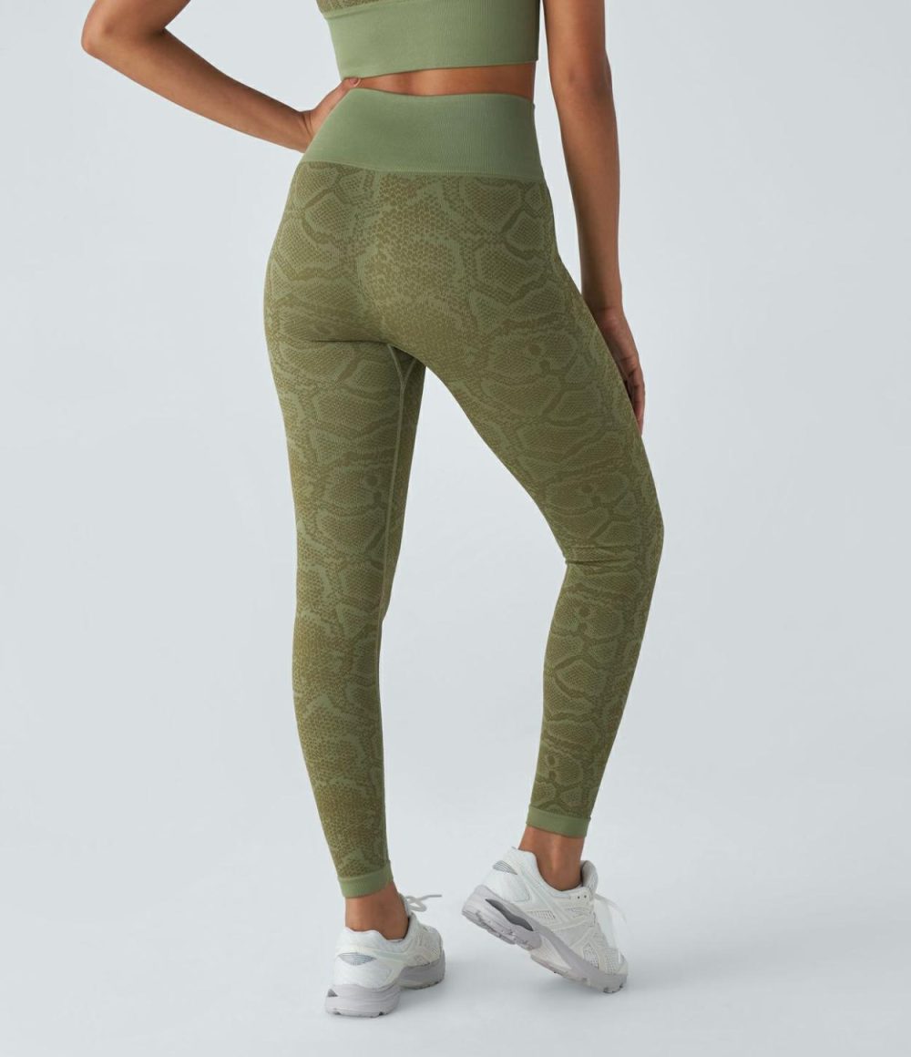 Seamless Flow High Waisted Butt Lifting Snakeskin Print Yoga 7/8 Leggings  | Womens  Butt Lifting Leggings Butt Lifting Leggings Butt Lifting Leggings