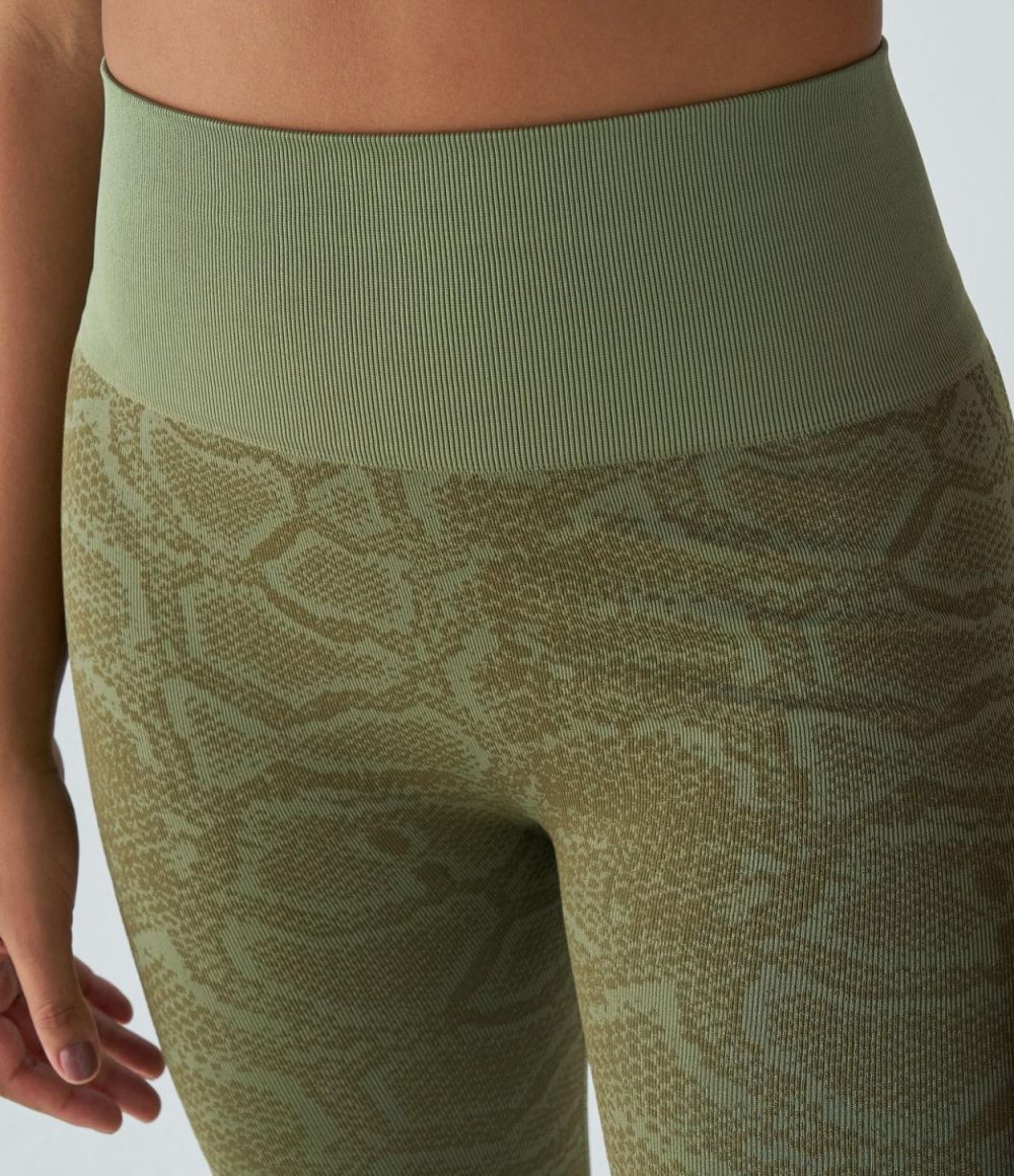 Seamless Flow High Waisted Butt Lifting Snakeskin Print Yoga 7/8 Leggings  | Womens  Butt Lifting Leggings Butt Lifting Leggings Butt Lifting Leggings