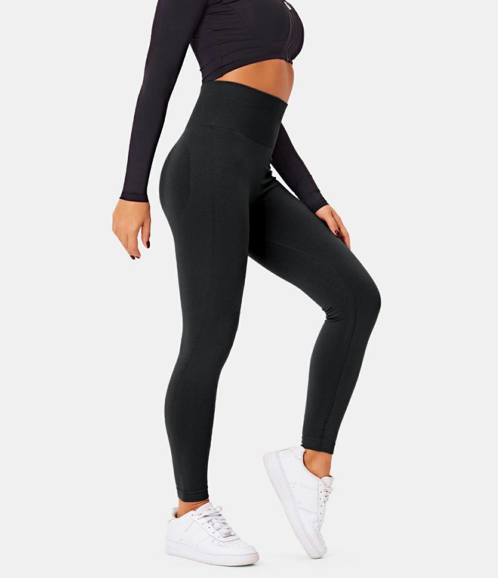 Seamless Flow High Waisted Plain Butt Lifting Leggings  | Womens  Butt Lifting Leggings Butt Lifting Leggings Butt Lifting Leggings