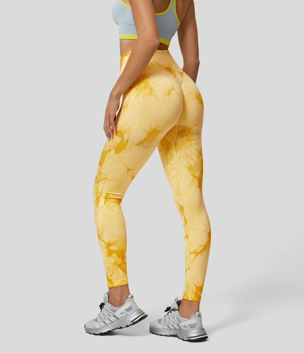 Seamless Flow High Waisted Tie Dye Yoga Leggings  | Womens  Butt Lifting Leggings Butt Lifting Leggings Butt Lifting Leggings