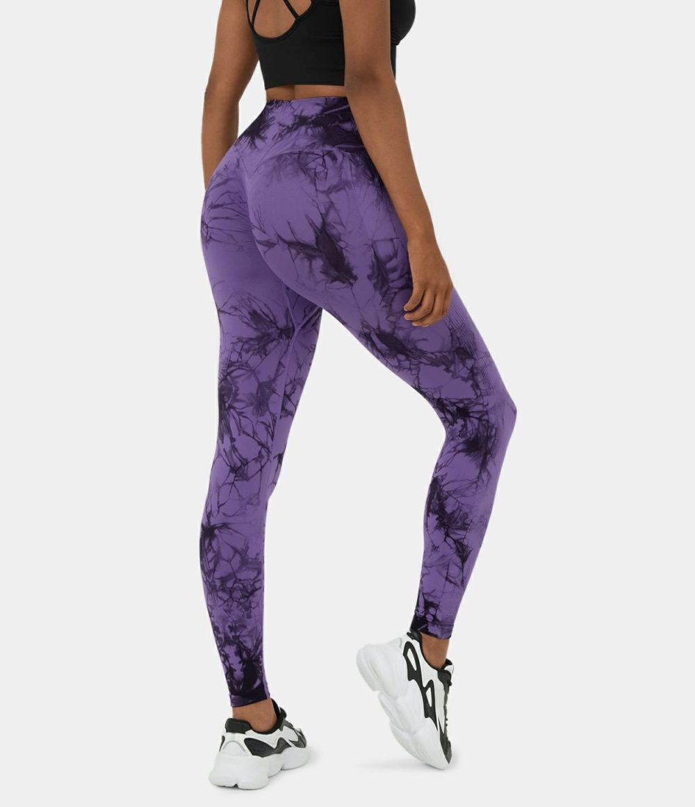 Seamless Flow High Waisted Tie Dye Yoga Leggings  | Womens  Butt Lifting Leggings Butt Lifting Leggings Butt Lifting Leggings