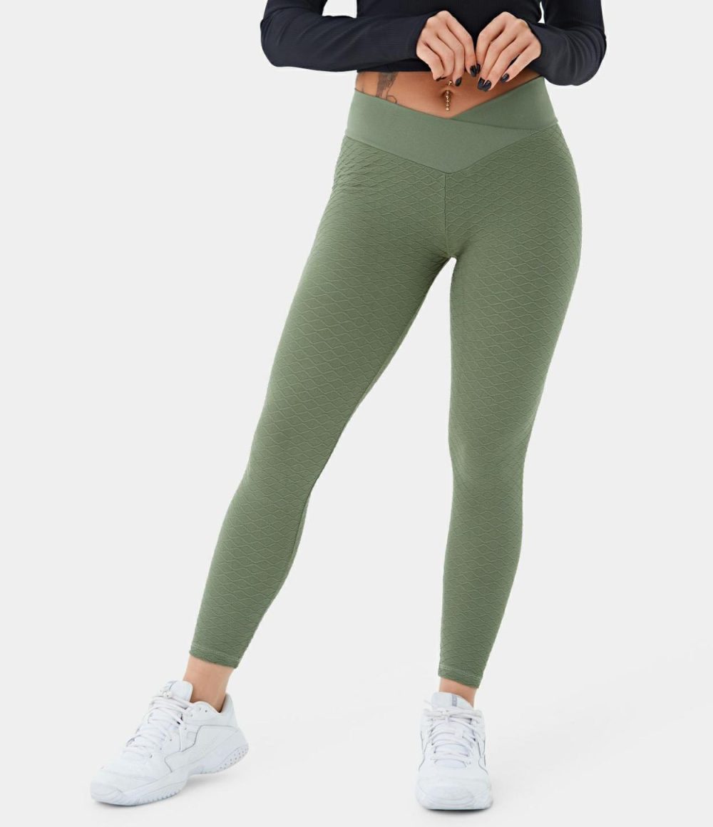 Seamless Flow Mid Rise Crossover Leggings  | Womens  Crossover Leggings Clothing Crossover Leggings