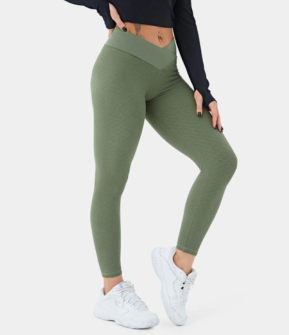 Seamless Flow Mid Rise Crossover Leggings  | Womens  Crossover Leggings Clothing Crossover Leggings