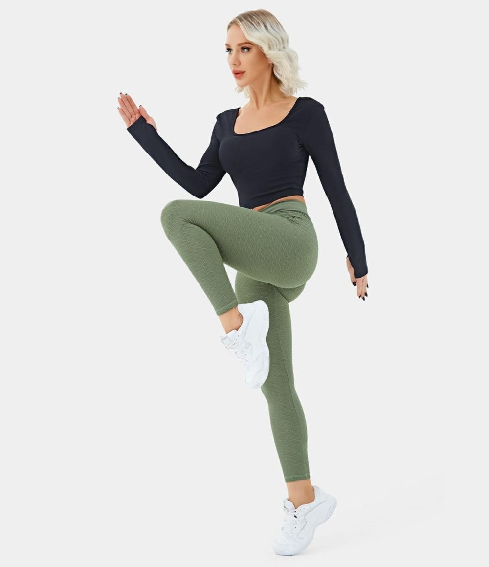 Seamless Flow Mid Rise Crossover Leggings  | Womens  Crossover Leggings Clothing Crossover Leggings