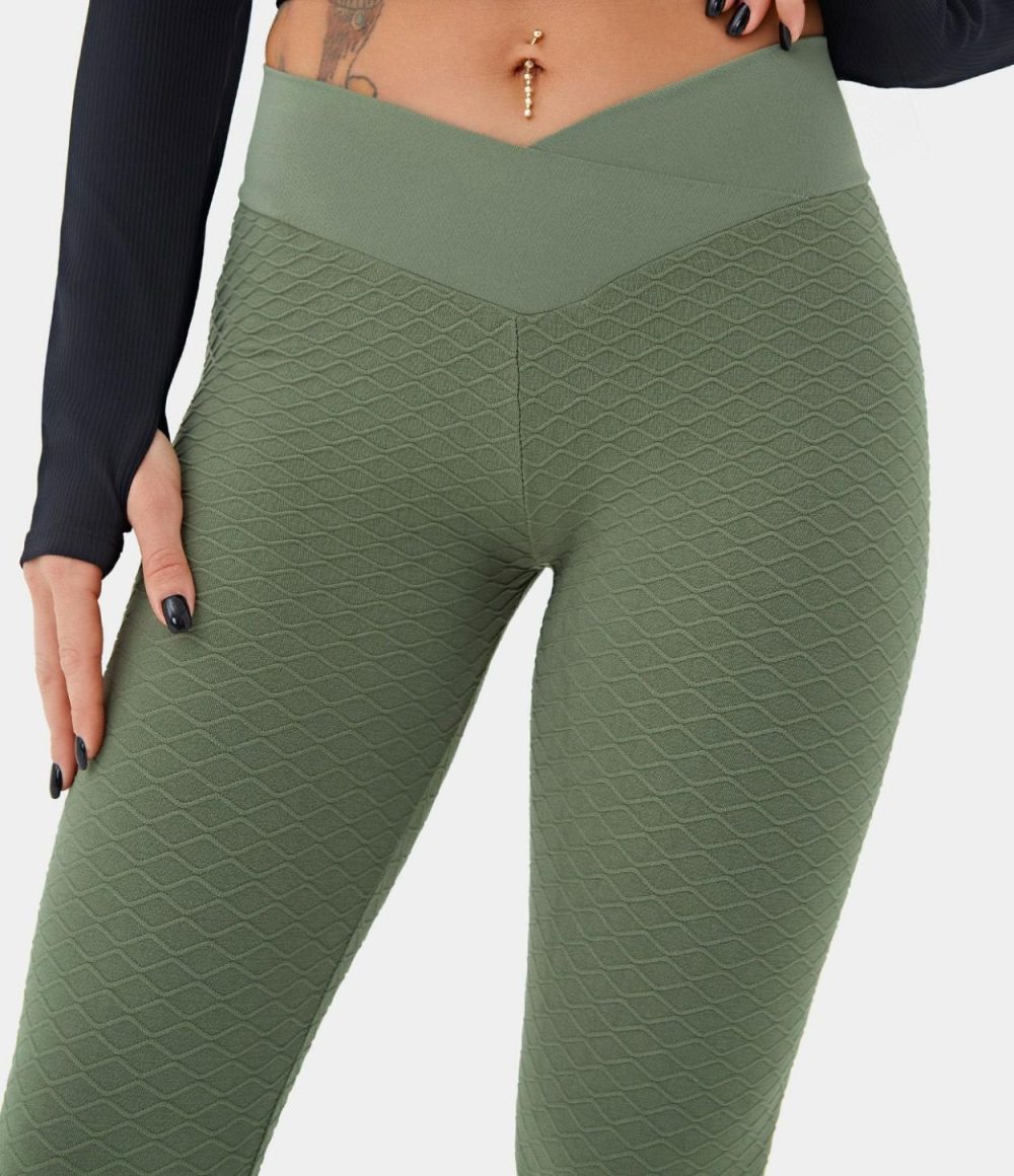 Seamless Flow Mid Rise Crossover Leggings  | Womens  Crossover Leggings Clothing Crossover Leggings