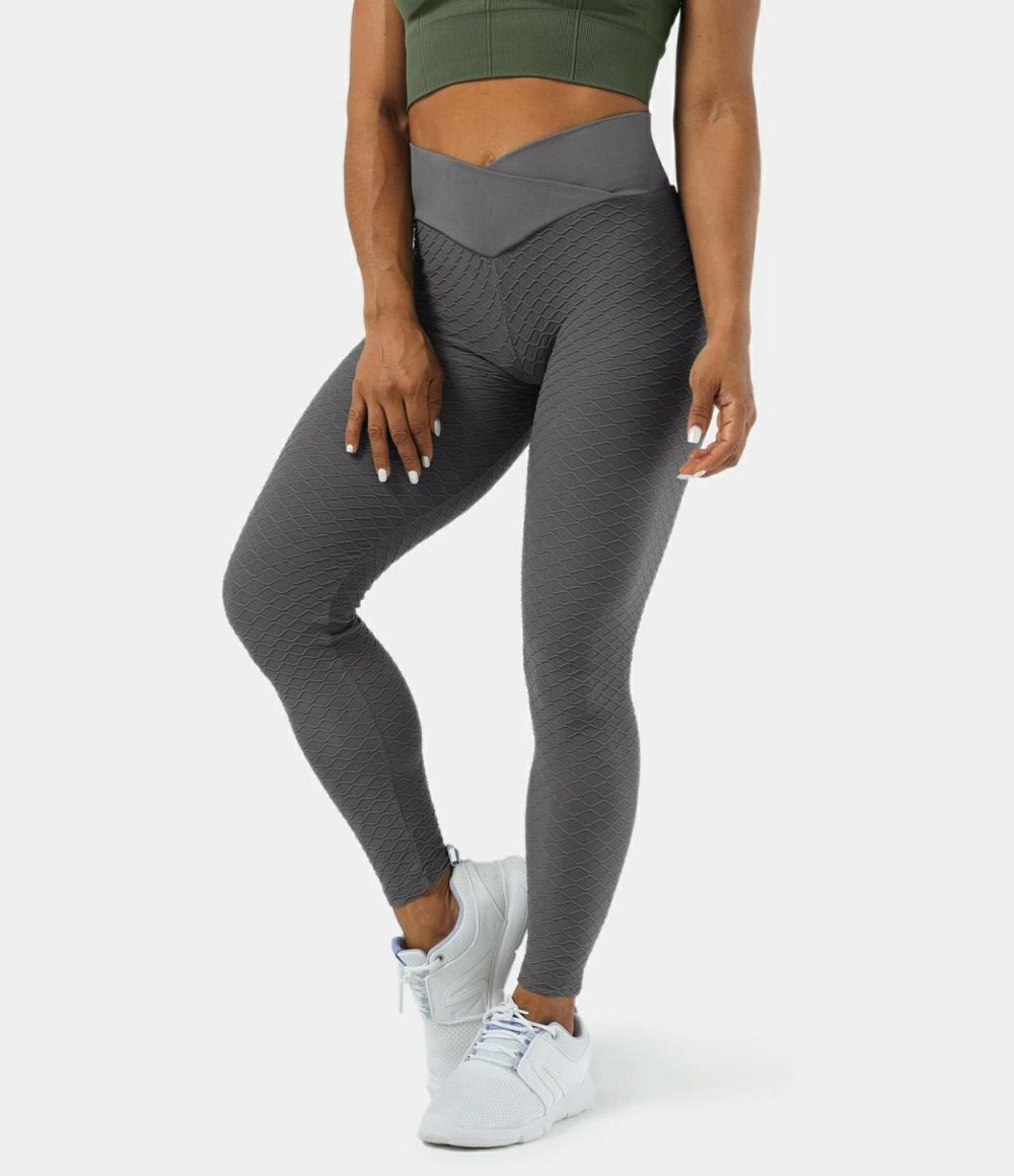 Seamless Flow Mid Rise Crossover Leggings  | Womens  Crossover Leggings Clothing Crossover Leggings