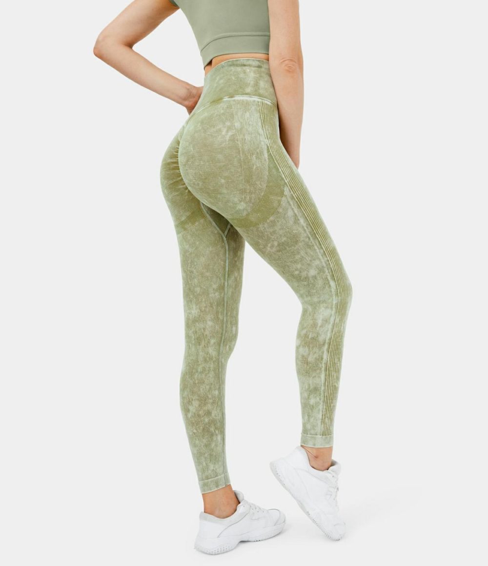 Seamless Flow Super High Waisted Butt Lifting Ruched Washed Yoga Leggings  | Womens  Butt Lifting Leggings Butt Lifting Leggings Butt Lifting Leggings