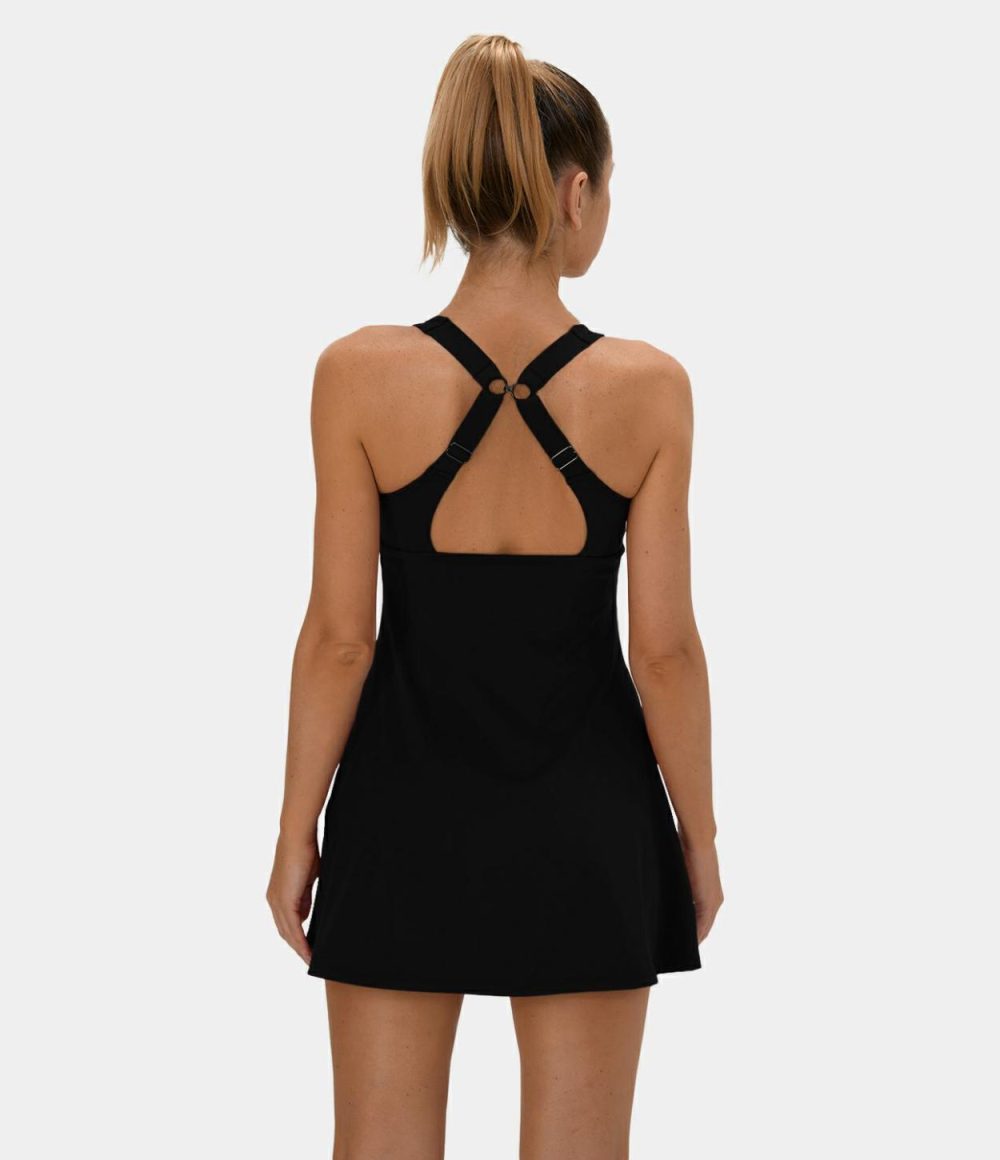 Softlyzero™ Airy Adjustable Strap Backless Side Pocket 2-in-1 Cool Touch Tennis Active Dress-UPF50+  | Womens  Active Dresses Active Dresses Active Dresses