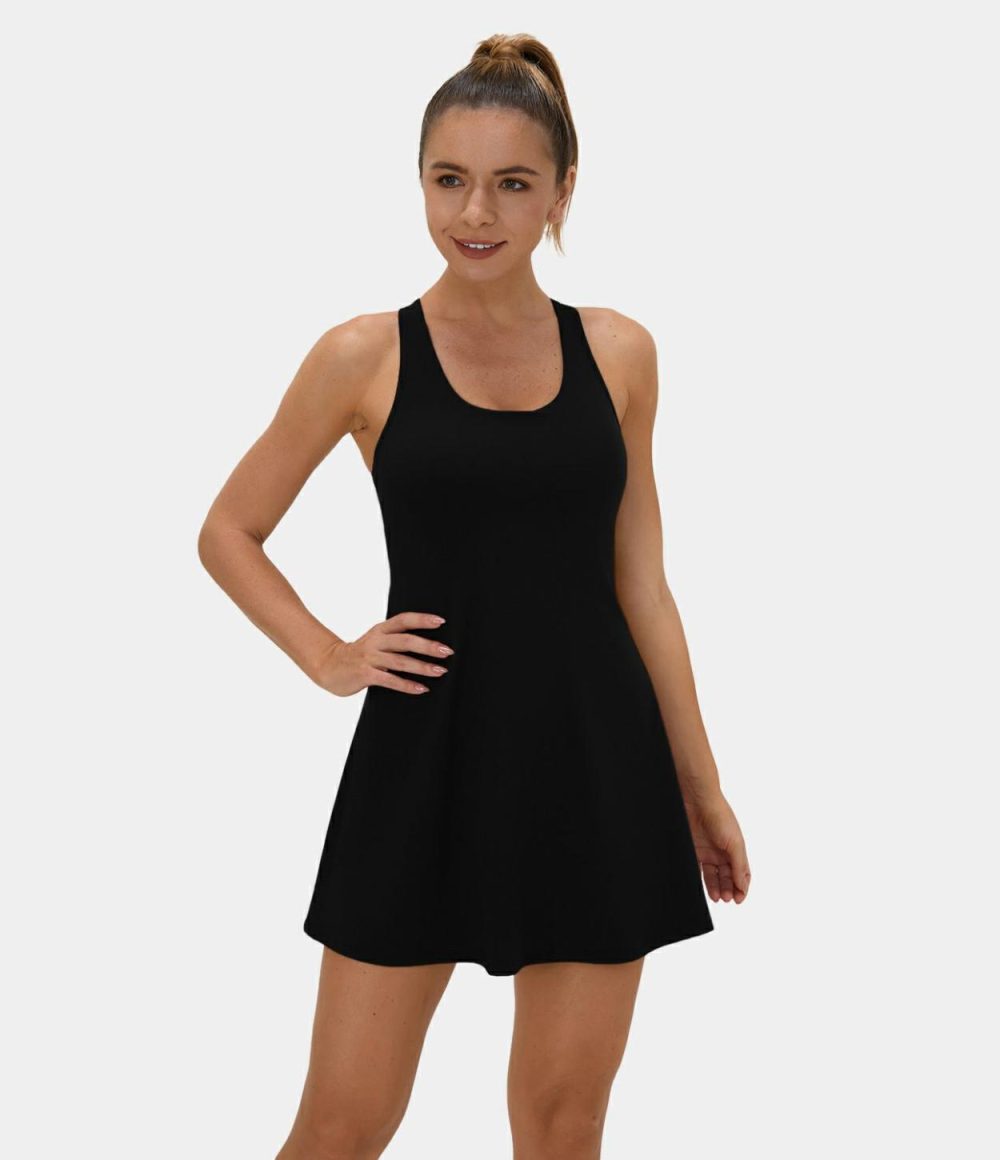 Softlyzero™ Airy Adjustable Strap Backless Side Pocket 2-in-1 Cool Touch Tennis Active Dress-UPF50+  | Womens  Active Dresses Active Dresses Active Dresses