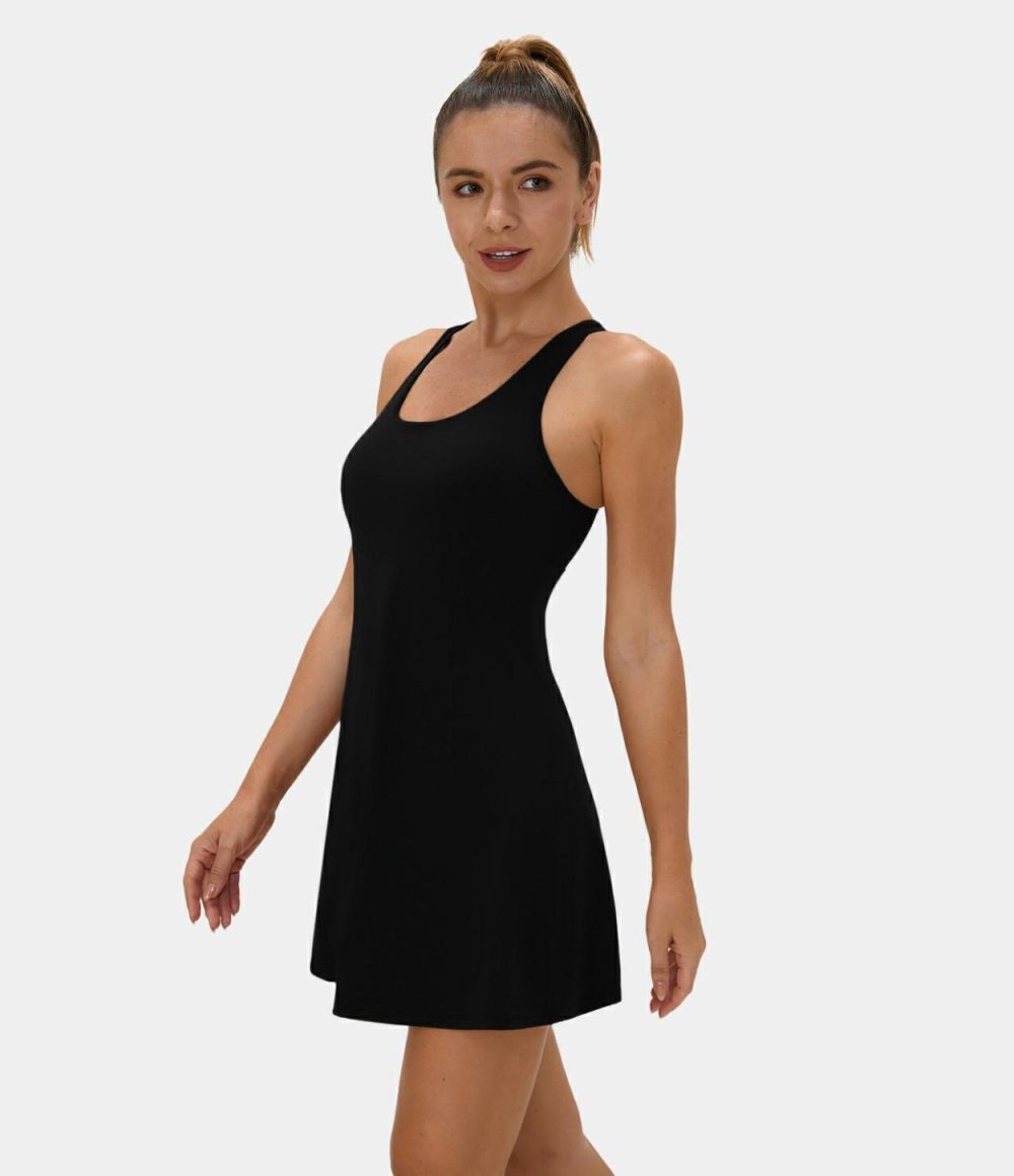 Softlyzero™ Airy Adjustable Strap Backless Side Pocket 2-in-1 Cool Touch Tennis Active Dress-UPF50+  | Womens  Active Dresses Active Dresses Active Dresses