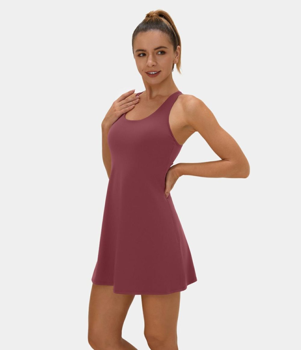 Softlyzero™ Airy Adjustable Strap Backless Side Pocket 2-in-1 Cool Touch Tennis Active Dress-UPF50+  | Womens  Active Dresses Active Dresses Active Dresses