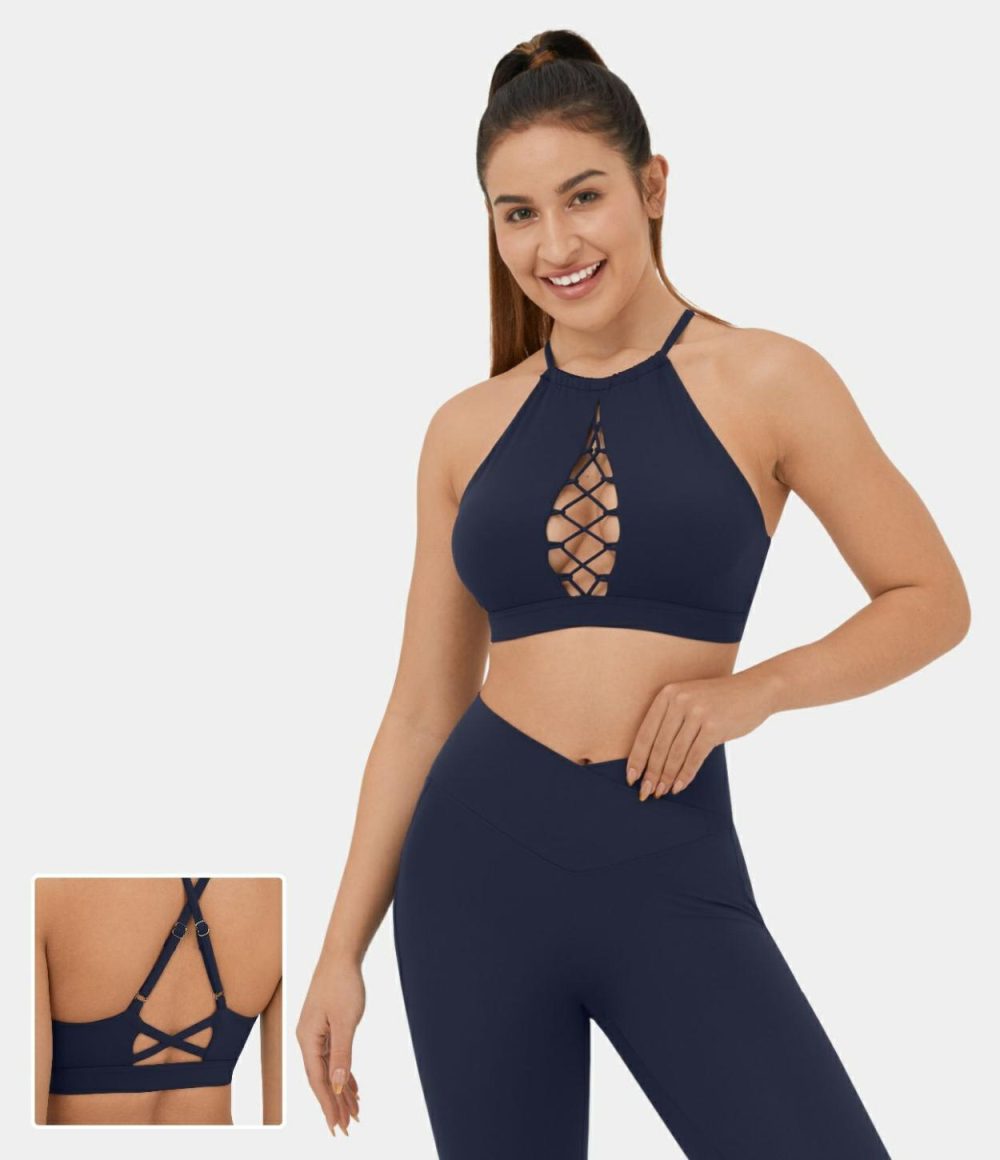 Softlyzero™ Airy Adjustable Strap Crisscross Cut Out Backless Cropped Cool Touch Yoga Tank Top-UPF50+  | Womens  Cropped Tops Clothing Cropped Tops