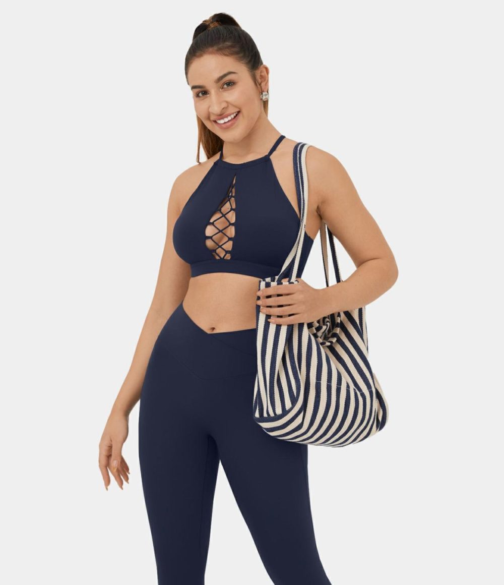 Softlyzero™ Airy Adjustable Strap Crisscross Cut Out Backless Cropped Cool Touch Yoga Tank Top-UPF50+  | Womens  Cropped Tops Clothing Cropped Tops