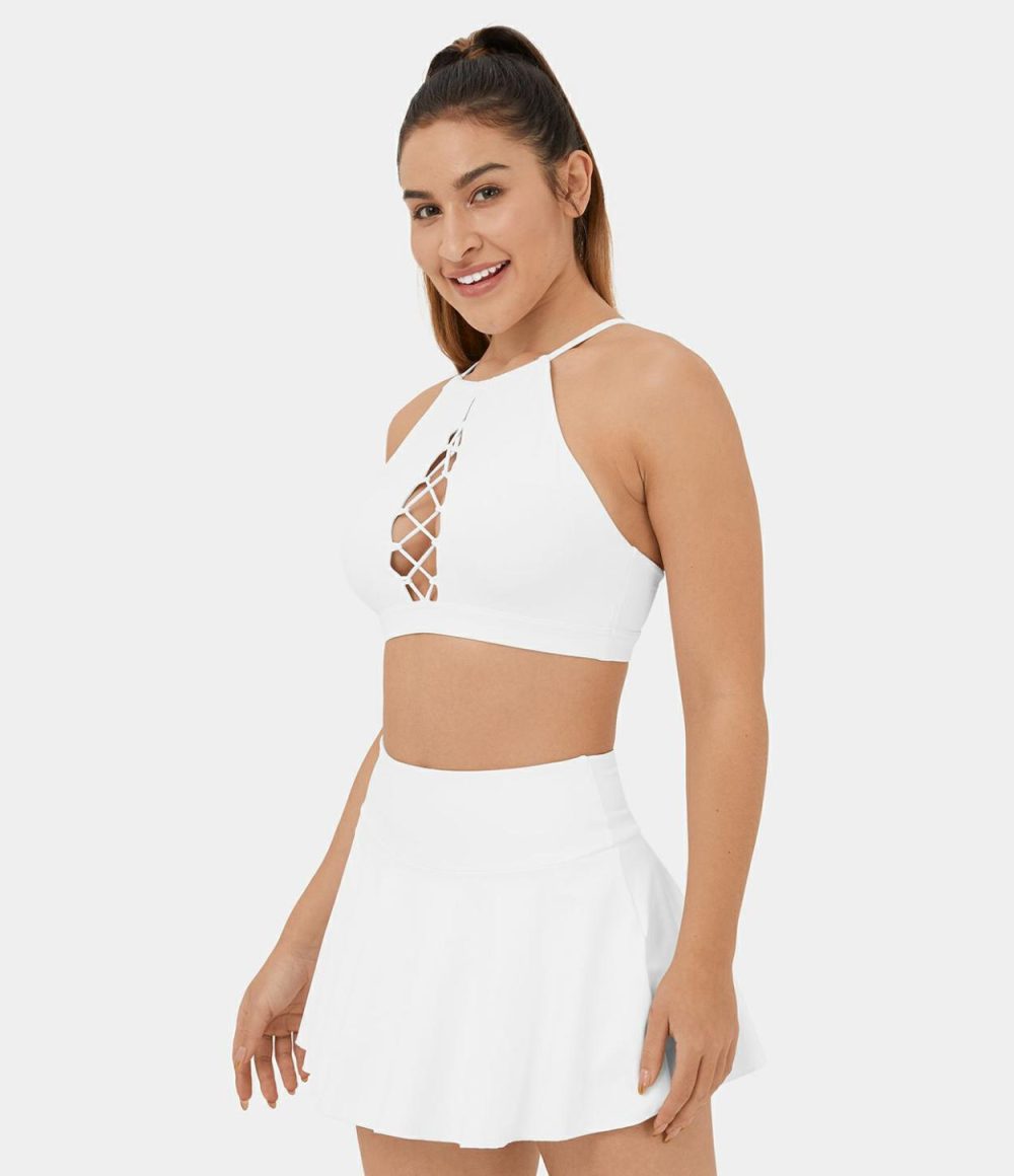 Softlyzero™ Airy Adjustable Strap Crisscross Cut Out Backless Cropped Cool Touch Yoga Tank Top-UPF50+  | Womens  Cropped Tops Clothing Cropped Tops