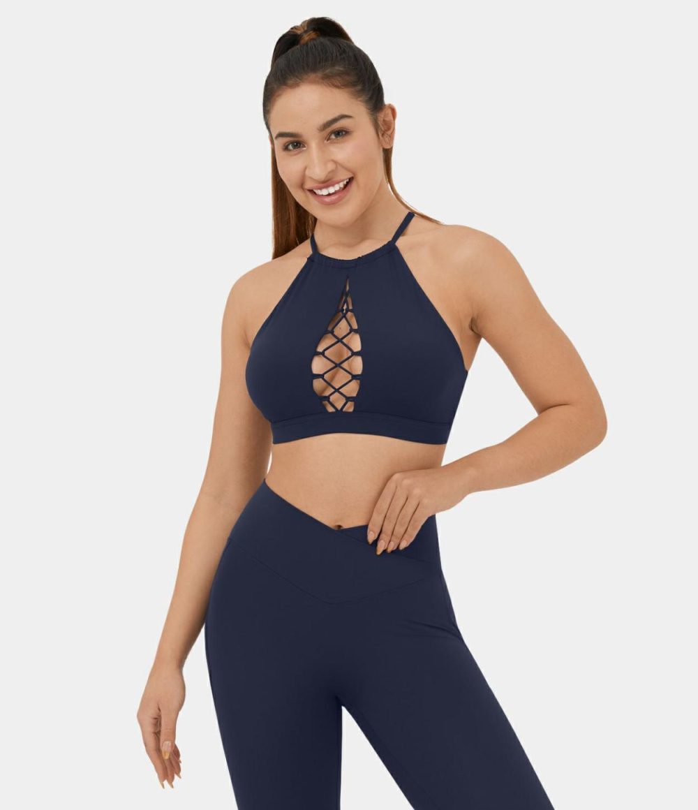 Softlyzero™ Airy Adjustable Strap Crisscross Cut Out Backless Cropped Cool Touch Yoga Tank Top-UPF50+  | Womens  Cropped Tops Clothing Cropped Tops