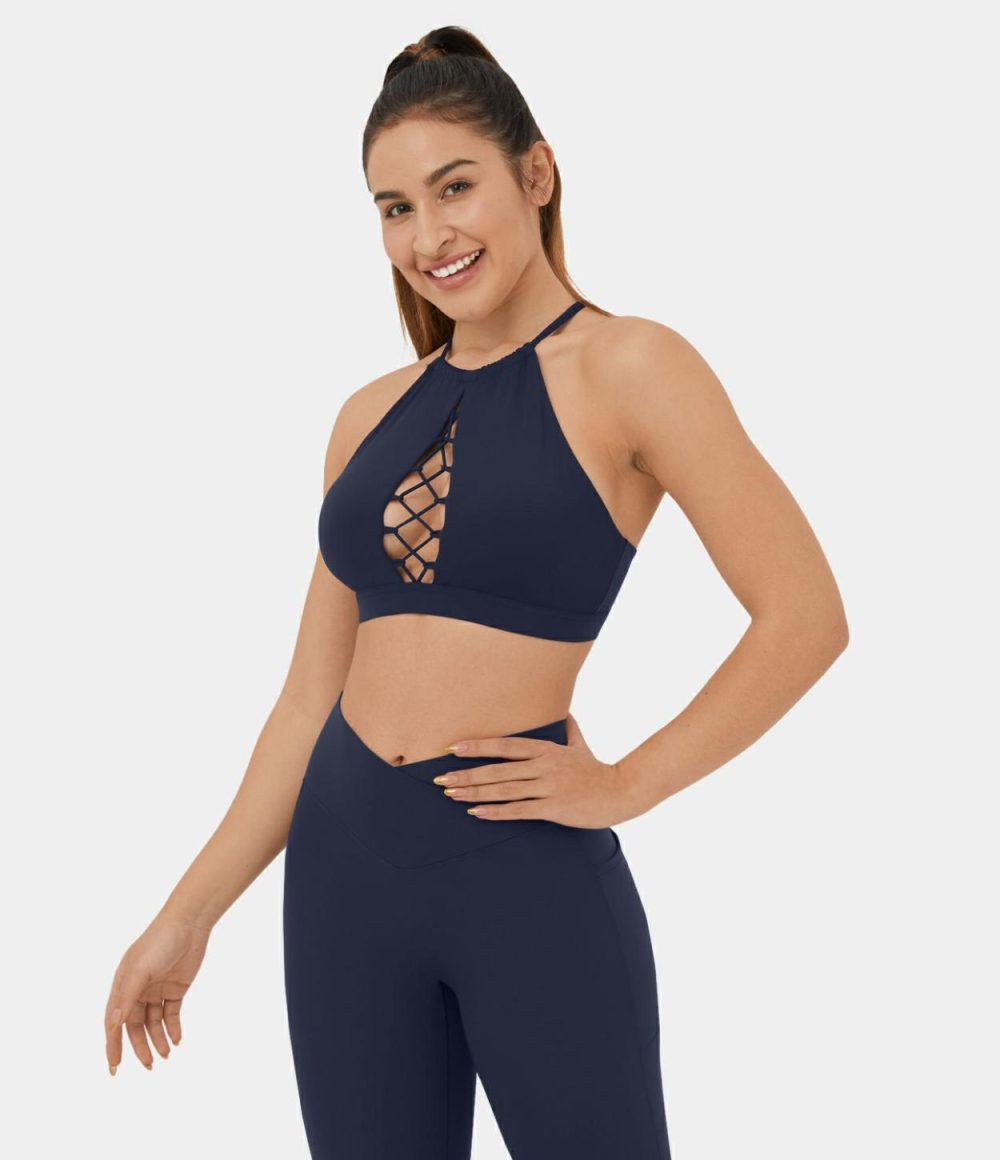 Softlyzero™ Airy Adjustable Strap Crisscross Cut Out Backless Cropped Cool Touch Yoga Tank Top-UPF50+  | Womens  Cropped Tops Clothing Cropped Tops