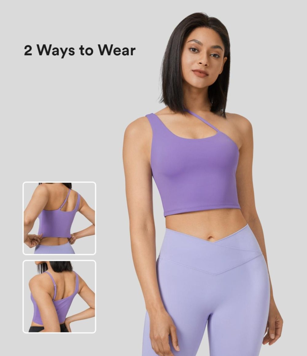 Softlyzero™ Airy Asymmetric Adjustable Strap Backless Cropped Cool Touch Yoga Tank Top-UPF50+  | Womens  Cropped Tops Clothing Cropped Tops