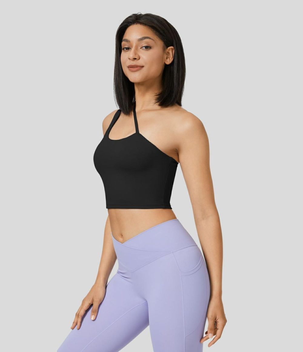 Softlyzero™ Airy Asymmetric Adjustable Strap Backless Cropped Cool Touch Yoga Tank Top-UPF50+  | Womens  Cropped Tops Clothing Cropped Tops